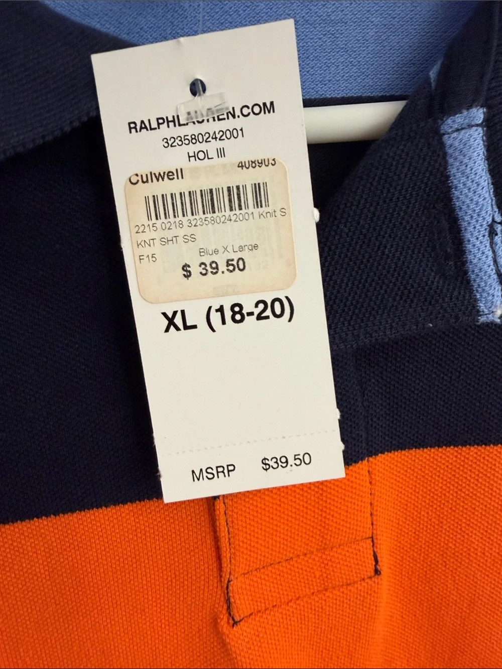 Polo by Ralph Lauren Navy Orange Green Blue Multi-Stripe Polo